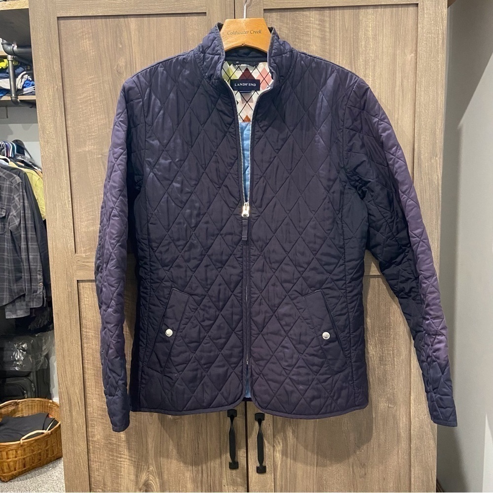LL BEAN QUILTED Jacket navy blue small